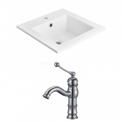 American Imaginations AI-15860 Ceramic Top Set In White Color With Single Hole CUPC Faucet