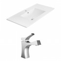 American Imaginations AI-15861 Ceramic Top Set In White Color With Single Hole CUPC Faucet