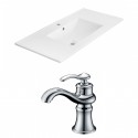 American Imaginations AI-15862 Ceramic Top Set In White Color With Single Hole CUPC Faucet