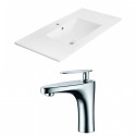 American Imaginations AI-15863 Ceramic Top Set In White Color With Single Hole CUPC Faucet