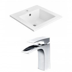 American Imaginations AI-15858 Ceramic Top Set In White Color With Single Hole CUPC Faucet