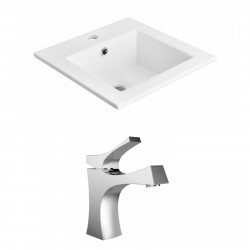 American Imaginations AI-15854 Ceramic Top Set In White Color With Single Hole CUPC Faucet
