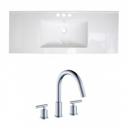 American Imaginations AI-15818 Ceramic Top Set In White Color With 8-in. o.c. CUPC Faucet