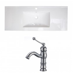 American Imaginations AI-15776 Ceramic Top Set In White Color With Single Hole CUPC Faucet