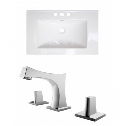 American Imaginations AI-15749 Ceramic Top Set In White Color With 8-in. o.c. CUPC Faucet