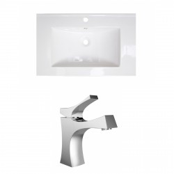 American Imaginations AI-15742 Ceramic Top Set In White Color With Single Hole CUPC Faucet