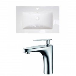 American Imaginations AI-15744 Ceramic Top Set In White Color With Single Hole CUPC Faucet