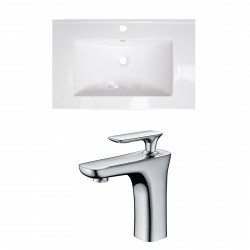 American Imaginations AI-15745 Ceramic Top Set In White Color With Single Hole CUPC Faucet
