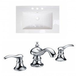 American Imaginations AI-15736 Ceramic Top Set In White Color With 8-in. o.c. CUPC Faucet