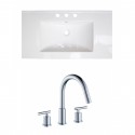 American Imaginations AI-15727 Ceramic Top Set In White Color With 8-in. o.c. CUPC Faucet
