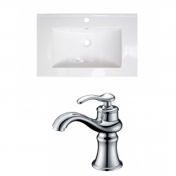 American Imaginations AI-15729 Ceramic Top Set In White Color With Single Hole CUPC Faucet