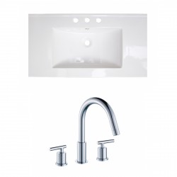 American Imaginations AI-15636 Ceramic Top Set In White Color With 8-in. o.c. CUPC Faucet