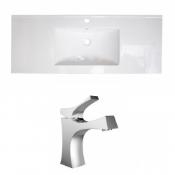 American Imaginations AI-15616 Ceramic Top Set In White Color With Single Hole CUPC Faucet
