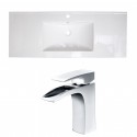 American Imaginations AI-15620 Ceramic Top Set In White Color With Single Hole CUPC Faucet
