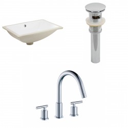 American Imaginations AI-12923 CUPC Rectangle Undermount Sink Set In White With 8-in. o.c. CUPC Faucet And Drain