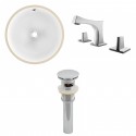 American Imaginations AI-12927 CUPC Round Undermount Sink Set In White With 8-in. o.c. CUPC Faucet And Drain
