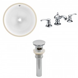 American Imaginations AI-12933 CUPC Round Undermount Sink Set In White With 8-in. o.c. CUPC Faucet And Drain