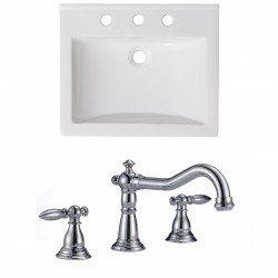 American Imaginations AI-18191 Ceramic Top Set In White Color With 8-in. o.c. CUPC Faucet