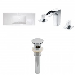 American Imaginations AI-16727 Ceramic Top Set In White Color With 8-in. o.c. CUPC Faucet And Drain