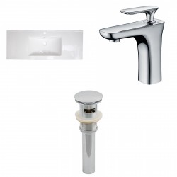 American Imaginations AI-16720 Ceramic Top Set In White Color With Single Hole CUPC Faucet And Drain