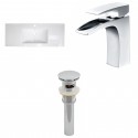 American Imaginations AI-16721 Ceramic Top Set In White Color With Single Hole CUPC Faucet And Drain
