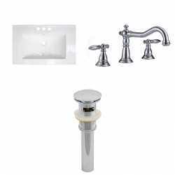 American Imaginations AI-16702 Ceramic Top Set In White Color With 8-in. o.c. CUPC Faucet And Drain