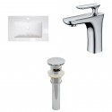 American Imaginations AI-16694 Ceramic Top Set In White Color With Single Hole CUPC Faucet And Drain