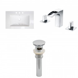 American Imaginations AI-16688 Ceramic Top Set In White Color With 8-in. o.c. CUPC Faucet And Drain