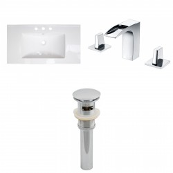 American Imaginations AI-16675 Ceramic Top Set In White Color With 8-in. o.c. CUPC Faucet And Drain