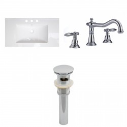 American Imaginations AI-16676 Ceramic Top Set In White Color With 8-in. o.c. CUPC Faucet And Drain
