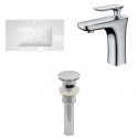 American Imaginations AI-16618 Ceramic Top Set In White Color With Single Hole CUPC Faucet And Drain