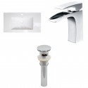 American Imaginations AI-16619 Ceramic Top Set In White Color With Single Hole CUPC Faucet And Drain
