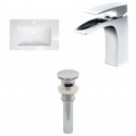 American Imaginations AI-16613 Ceramic Top Set In White Color With Single Hole CUPC Faucet And Drain