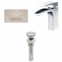 American Imaginations AI-16600 Ceramic Top Set In Biscuit Color With Single Hole CUPC Faucet And Drain