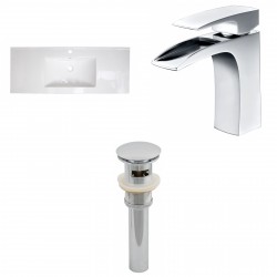 American Imaginations AI-16581 Ceramic Top Set In White Color With Single Hole CUPC Faucet And Drain