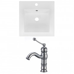 American Imaginations AI-16021 Ceramic Top Set In White Color With Single Hole CUPC Faucet