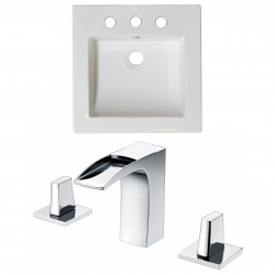 American Imaginations AI-15942 Ceramic Top Set In White Color With 8-in. o.c. CUPC Faucet