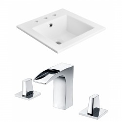 American Imaginations AI-15879 Ceramic Top Set In White Color With 8-in. o.c. CUPC Faucet