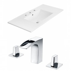 American Imaginations AI-15872 Ceramic Top Set In White Color With 8-in. o.c. CUPC Faucet