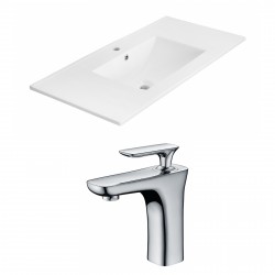 American Imaginations AI-15864 Ceramic Top Set In White Color With Single Hole CUPC Faucet