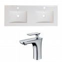 American Imaginations AI-15843 Ceramic Top Set In White Color With Single Hole CUPC Faucet