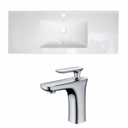 American Imaginations AI-15773 Ceramic Top Set In White Color With Single Hole CUPC Faucet