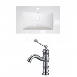 American Imaginations AI-15748 Ceramic Top Set In White Color With Single Hole CUPC Faucet