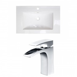 American Imaginations AI-15746 Ceramic Top Set In White Color With Single Hole CUPC Faucet
