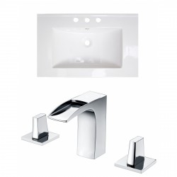 American Imaginations AI-15739 Ceramic Top Set In White Color With 8-in. o.c. CUPC Faucet