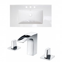 American Imaginations AI-15725 Ceramic Top Set In White Color With 8-in. o.c. CUPC Faucet