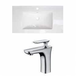 American Imaginations AI-15661 Ceramic Top Set In White Color With Single Hole CUPC Faucet