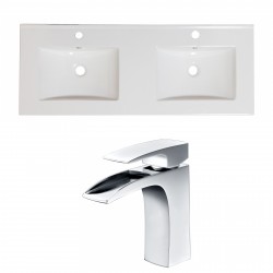 American Imaginations AI-15921 Ceramic Top Set In White Color With Single Hole CUPC Faucet