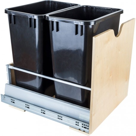 Hardware Resources Preassembled 35 Quart Double Pullout Waste Container System Featuring 21" Undermount System