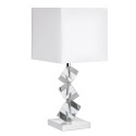 Dainolite 601T Table Lamp w/ Crystal Cubes, Polished Chrome, White Linen Shade